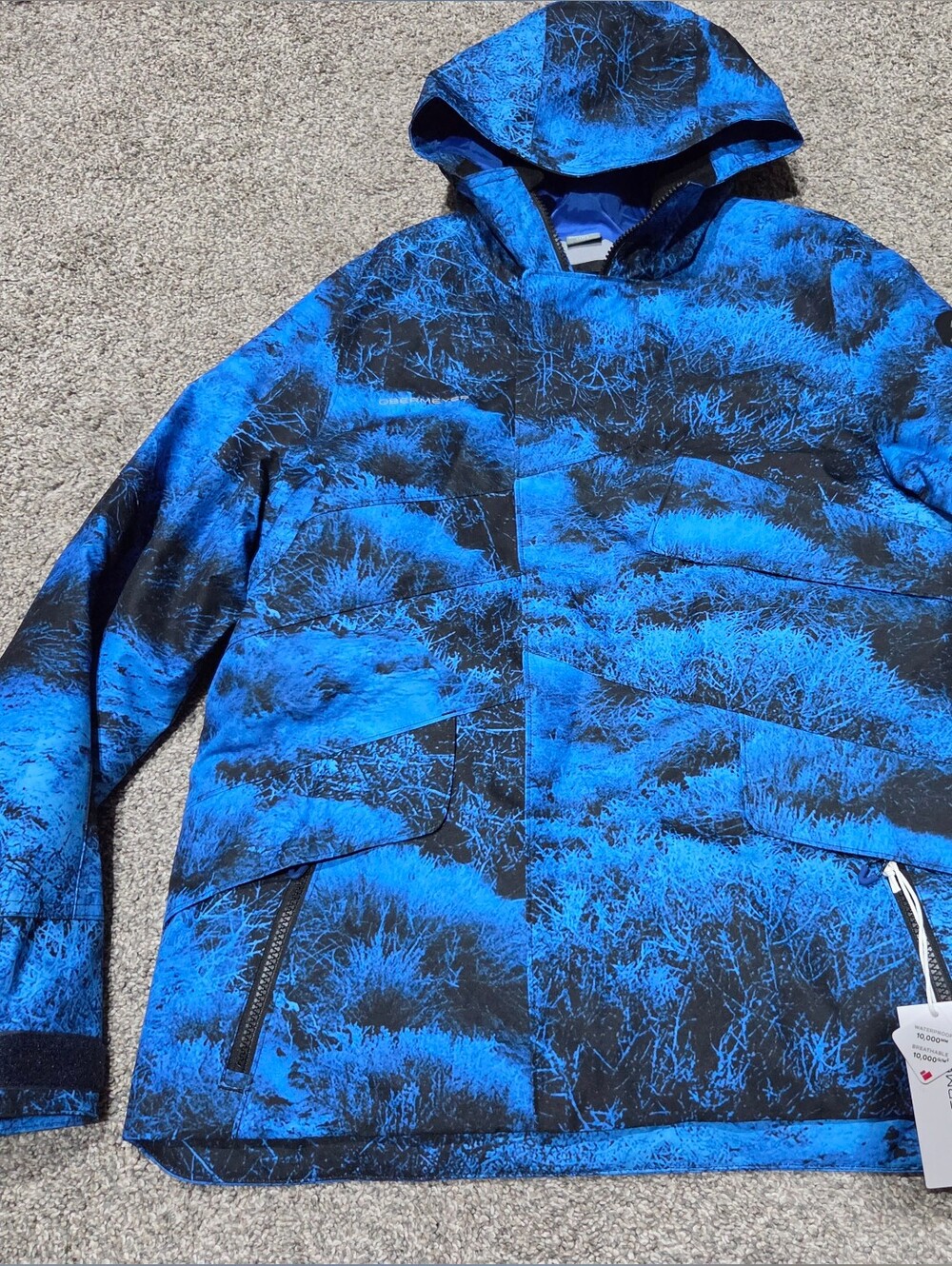Obermeyer Electric Blue and Black Kids Hooded Jacket Size XL New